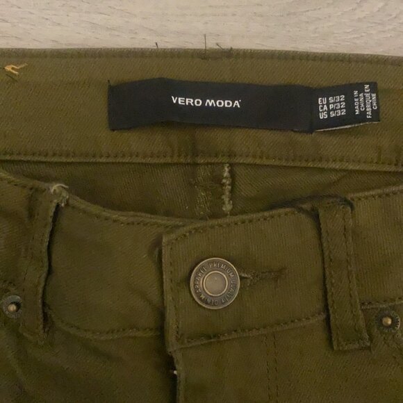 🏴 Vero Moda High waisted green skinny pants / jean  size small - Picture 6 of 14